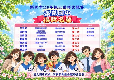 新北市115年板土區語文競賽海報